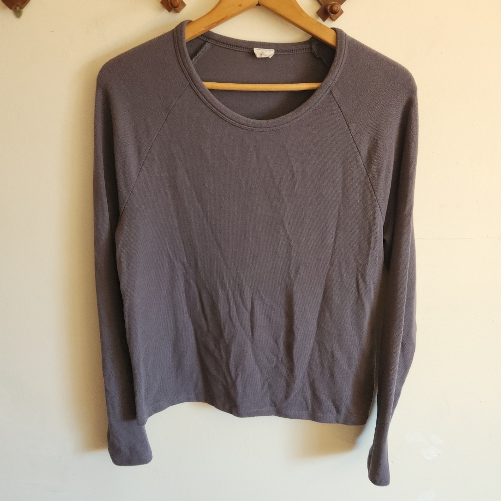 Wilfred Free Aritzia Long Sleeve Crewneck Long Sleeve Tee Top Charcoal Gray Xs